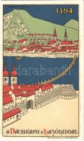 Budapest anno 1794. A Váczikapu a Hajóhíddal. Geittner és Rausch kiadása, Art Nouveau litho (EK)