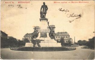 1904 Budapest VII. Keleti pályaudvar, vasútállomás, Baross szobor (EB)
