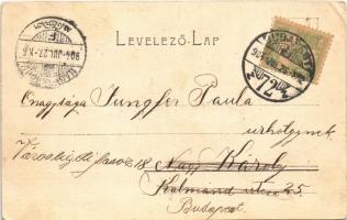 1904 Budapest VII. Keleti pályaudvar, vasútállomás, Baross szobor (EB)