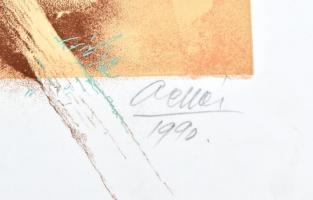 Gellér B. István (1946-2018): Lelet. Litográfia, papír, jelzett, számozott (60/80). Paszpartuban. 41...