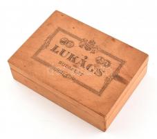 Lukács Budapest fa doboz, kis sérüléssel, 14×20×5 cm