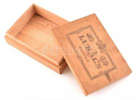 Lukács Budapest fa doboz, kis sérüléssel, 14×20×5 cm