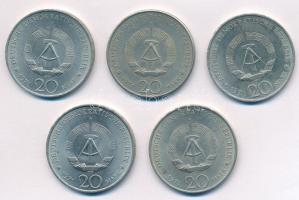 NDK 1971A 20M Cu-Ni "Ernst Thälmann 85. születésnapja" (5x) T:2,2-
GDR 1971A 20 Mark Cu-N...