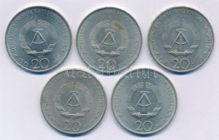 NDK 1971A 20M Cu-Ni "Ernst Thälmann 85. születésnapja" (5x) T:2,2-
GDR 1971A 20 Mark Cu-N...