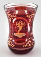 "Andenken" festett üveg emlékpohár, kopásnyomokkal, m: 12 cm