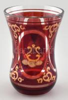 "Andenken" festett üveg emlékpohár, kopásnyomokkal, m: 12 cm