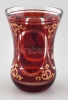 "Andenken" festett üveg emlékpohár, kopásnyomokkal, m: 12 cm