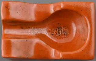 Gádor István (1891-1984): Narancssárga pipatórium, mázas kerámia, jelzett, mázhibákkal, 8×5×2,5 cm