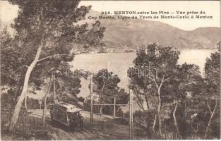 Menton, entre les Pins, vue prise du Cap Martin, Ligne du Tram de Monte Carlo a Menton