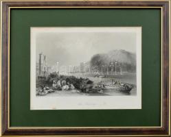 Bartlett, William Henry (1809-1854)-Cousen, Charles (1819-1889): The Bloxberg (Gellért-hegy a citadellával), acélmetszet, papír, jelzett a nyomaton, paszpartuban, üvegezett fa keretben, kis foltokkal, 12,5x18,5 cm, keret: 27x31 cm