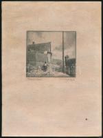 Bajor Ágost (1892-1958): Budapest - Tabáni utca, rézkarc, papír, jelzett, 8,5×8,5 cm