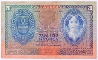 1907. 20K "2234 043068" T:III,III- ly.
Hungary 1907. 20 Korona "2234 043068" C:...