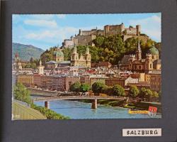 13 db MODERN nagy alakú külföldi város képeslap albumba beragasztva / 13 modern big sized European town-view postcards glued in an album