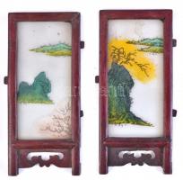 Kézzel festett mini japán fa paravánok különféle figurális mintákkal. Külön lapokként 10-19 cm