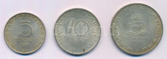 1948. 5Ft Ag "Petőfi" + 10Ft Ag "Széchenyi" + 20Ft Ag "Táncsics" &quot...