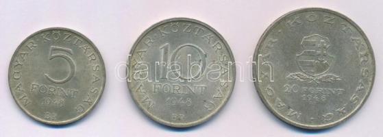 1948. 5Ft Ag "Petőfi" + 10Ft Ag "Széchenyi" + 20Ft Ag "Táncsics" "...