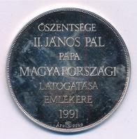 Fülöp Zoltán (1951-) 1991. Őszentsége II. János Pál pápa magyarországi látogatása emlékére 1991 Ag emlékérem dísztokban (15,77g/0.999/42,5mm) T:1- (PP) patina