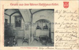 1899 (Vorläufer) Wien, Vienna, Bécs; Gruss aus dem Wiener Rathhaus Keller, No. 18. Das Rathsherrnstübchen / restaurant interior (EK)