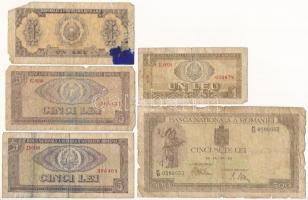 Románia 1942-1966. 1L-1000L (8db, 6xklf) T:III-,IV Romania 1942-1966. 1 Leu - 1000 Lei (8pcs, 6xdiff) C:VG,G