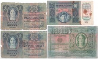 1912-1915. 10K-100K (4db, 3xklf) mindegyik fekete "Romania Timbru Special" felülbélyegzéss...