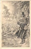 Weihnachten 1914 / WWI Austro-Hungarian K.u.K. military art postcard, Christmas greetings. J.P.W. II. 1016. s: Kränzle (fl)