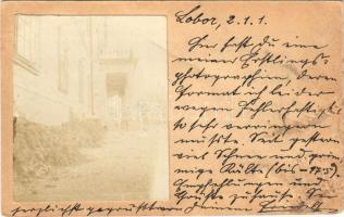 1901 Lobor, kastély / castle. photo glued on postcard (r)
