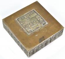Iparművész réz dobozka Budapest látképpel. Jelzés nélkül 12x12 cm