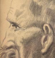 Rudnay Gyula (1878-1957): Portré. Ceruza, papír, jelzett, üvegezett fa keretben, 13×10 cm