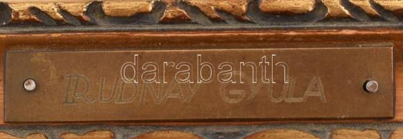 Rudnay Gyula (1878-1957): Portré. Ceruza, papír, jelzett, üvegezett fa keretben, 13×10 cm