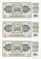 Jugoszlávia 1986. 100D (3x, sorszámkövetők "CK 5622896 - CK 5622898") + 1986. 500D (3x, so...