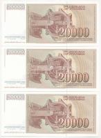 Jugoszlávia 1987. 20000D (3x, sorszámkövetők "AF 9498760 - AF 9498762") + 1988. 50000D (3x...