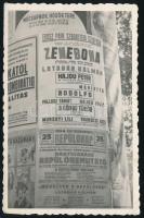 1954 Hirdetőoszlopról készült fotó rajta színházi plakát Latabár, Rodolfo, stb 6x9 cm