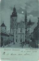 1899 Kassa, Kosice; Dóm és Forgács utca. Breitner Mór kiadása / cathedral, street view (ázott / wet damage)