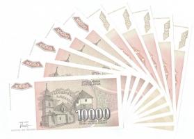 Jugoszlávia 1993. 5000D (5x, sorszámkövetők és közeli sorszám) + 1993. 10000D (5x, sorszámkövetők és...