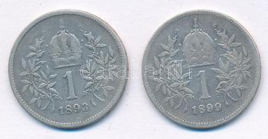 Ausztria 1893-1899. 1K Ag "Ferenc József" (2xklf) T:3
Austria 1893-1899. 1 Corona Ag &quo...