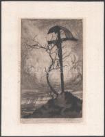 Páris Erzsi (1887-?): Symbolum aeternum. Rézkarc, papír, jelzett, számozott (46/50), foltos, 24×15 cm