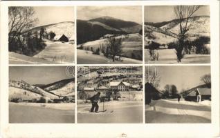 1942 Volóc, Volovec, Volovets; téli sport, síelés, utcák télen / winter sport, ski, street view in winter (kis szakadás / small tear)