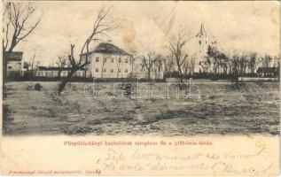 1901 Püspökladány, Katolikus templom és plébánia lakás. Fénynyomat Divald műintézetéből (EB)