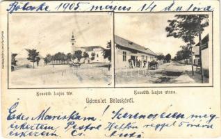 1905 Bölcske, Kossuth Lajos tér és utca, Spitzer Lajos üzlete és saját kiadása (EK)