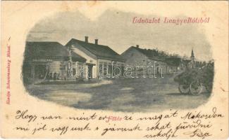 1900 Lengyeltóti, Fő tér, Schwarzenberg Miksa üzlete és saját kiadása (r)