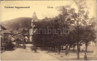 1910 Nagymaros, Fő tér, templom, cukrászda. W.L. 270. Titkosírás a hátoldalon (EB)