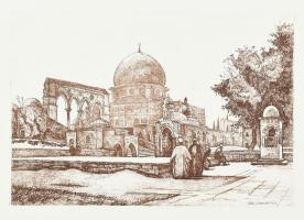 Zádor István 7 darab eredeti rézkarca Jeruzsálemről. magyar nyelvű kiadás Számozott album. Szolnok, ...