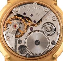 Raketa aranyozott férfi karóra bőr szíjjal, friss szervízpapírral, működőképes, jó állapotban, d: 3,...