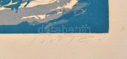 Török Endre (1926-1980): Pilisi hegyek. Színes linómetszet, papír, jelzett, számozott (75/100), lap ...