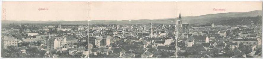 1899 (Vorläufer) Kolozsvár, Cluj, Klausenburg; Három részes kihajtható panorámalap / 3-tiled folding panoramacard