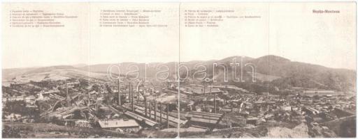Resicabánya, Resita Montana; vasgyár. Négy részes kihajtható panorámalap / iron works, factory. 4-tiled folding panoramacard (hajtásnál szakadt / bent til broken)