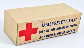 Papír doboz, Ömlesztett sajt / Gift of the American people felirattal, kissé foltos, 6,5x16 cm