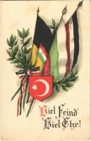 1916 Viel Feind Viel Ehr! / WWI Austro-Hungarian K.u.K. military, Central Powers propaganda, flags. S.V.D. Serie 3078/3. litho (EK)