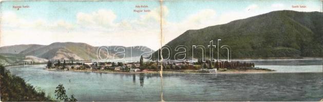 Ada Kaleh, Román-magyar-szerb határ. Két részes kinyitható panorámalap / Romanian-Hungarian-Serbian border. 2-tiled folding panoramacard
