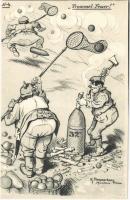Trommel-Feuer! / WWI German military art postcard, humour. Nr. 1004. s: K. Pommerhanz (Rb)